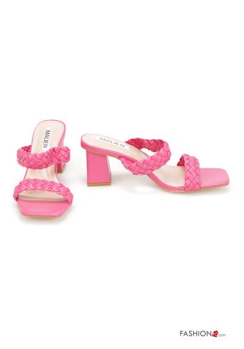 Zapatos de tacón alto imitación de cuero punta abierta - ph 3