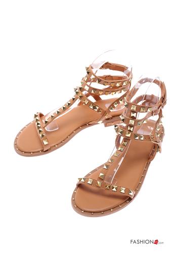Sandalias imitación de cuero con tachuelas con correa - ph 1
