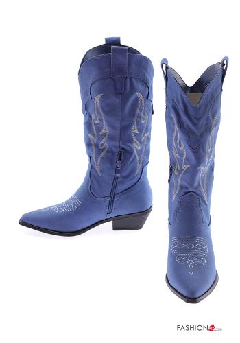 Botas imitação de couro pontudo Padrão bordado com fecho - ph 2