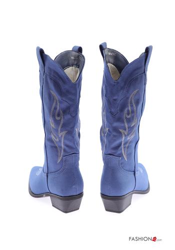Botas imitação de couro pontudo Padrão bordado com fecho - ph 4