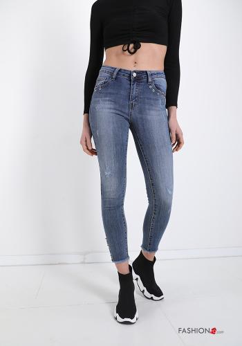 Jeans in Cotton  with pockets with studs - ph 1