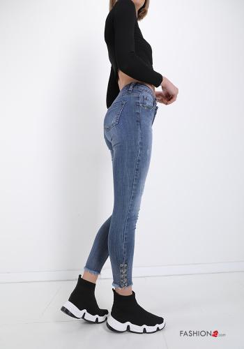 Jeans in Cotton  with pockets with studs - ph 3