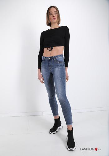 Jeans in Cotton  with pockets with studs - ph 5