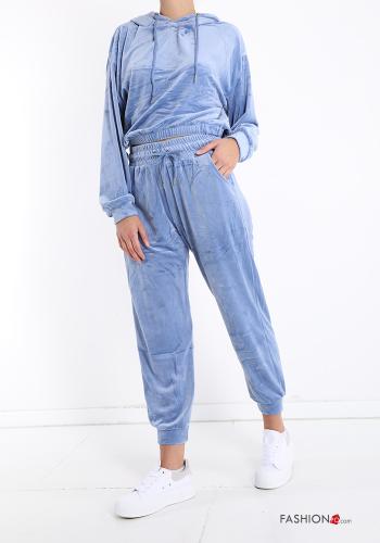 Traje de deporte de Terciopelo con lazo con capucha con bolsillos - ph 1