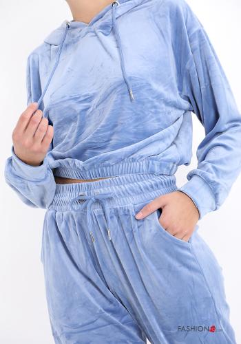Traje de deporte de Terciopelo con lazo con capucha con bolsillos - ph 4