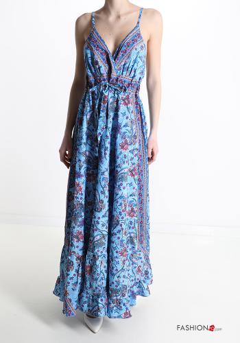 Floral Sleeveless Dress with flounces with v-neck - ph 1