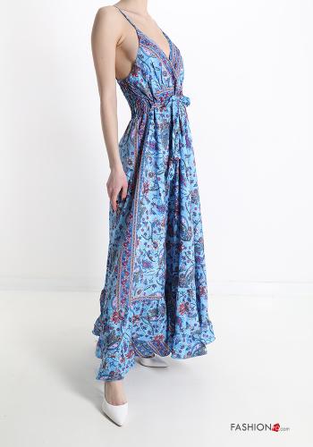 Floral Sleeveless Dress with flounces with v-neck - ph 3