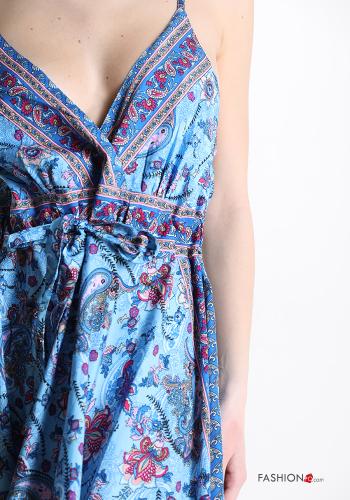 Floral Sleeveless Dress with flounces with v-neck - ph 4