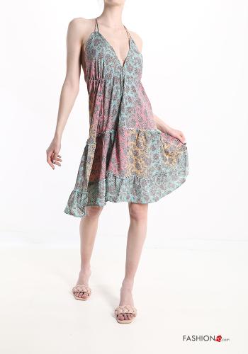 Scamiciato in Seta Fantasia jacquard con balze scollo a V - ph 5