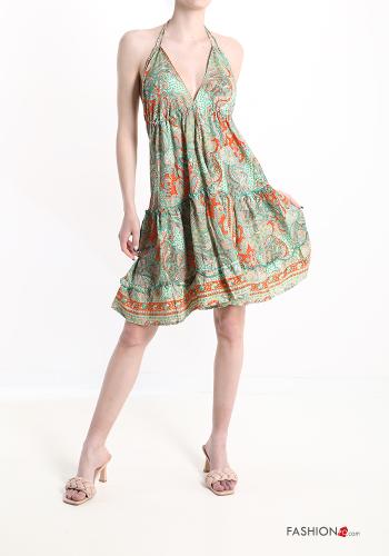 Scamiciato in Seta Fantasia jacquard con balze scollo a V - ph 7