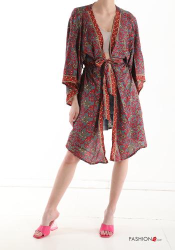 Vestido playero de Seda Estampado jacquard con cinturón - ph 3