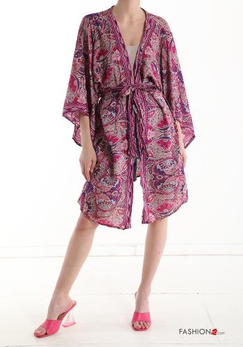 Vestido playero de Seda Estampado jacquard con cinturón - ph 4