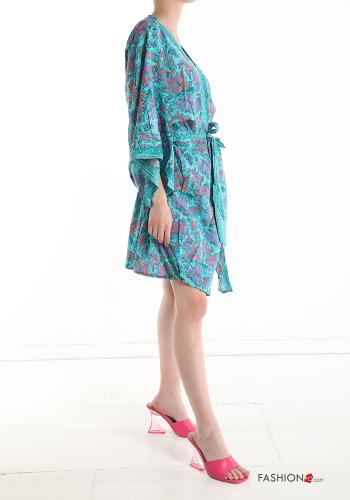 Vestido playero de Seda Estampado jacquard con cinturón - ph 5