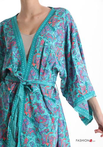 Vestido playero de Seda Estampado jacquard con cinturón - ph 6