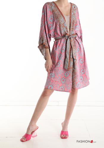 Vestido playero de Seda Estampado jacquard con cinturón - ph 10