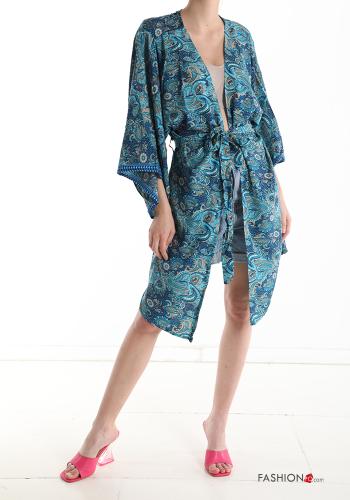 Vestido playero de Seda Estampado jacquard con cinturón - ph 11