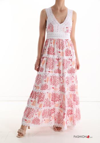 Vestido sem Mangas em Algodão renda de praia com folhos - ph 1