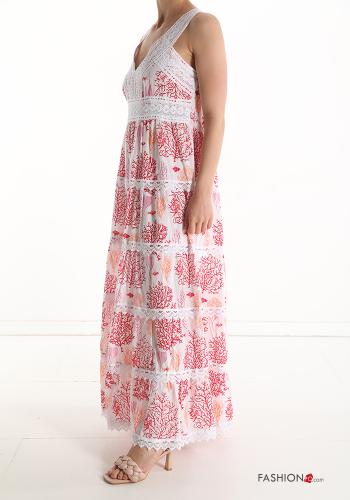 Vestido sem Mangas em Algodão renda de praia com folhos - ph 3