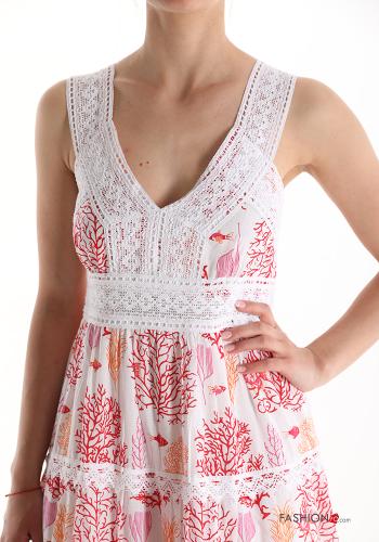 Vestido sem Mangas em Algodão renda de praia com folhos - ph 4