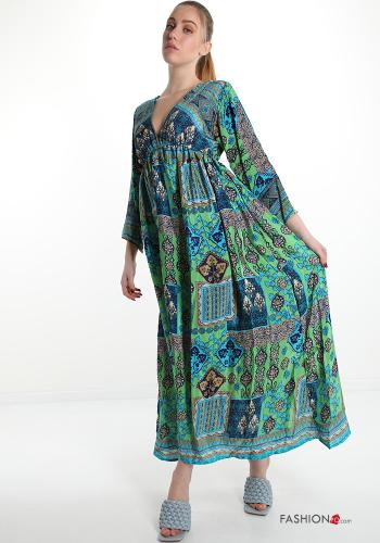 Kleid aus Seide  V-Ausschnitt Geometrisches Muster - ph 1