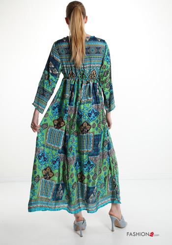 Kleid aus Seide  V-Ausschnitt Geometrisches Muster - ph 2