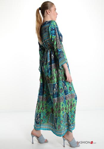 Kleid aus Seide  V-Ausschnitt Geometrisches Muster - ph 3