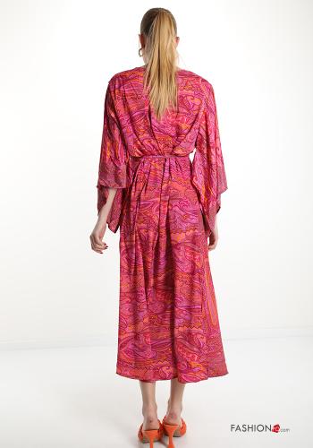 Blusenkleid aus Seide  mit Schleife V-Ausschnitt Mix Muster - ph 2