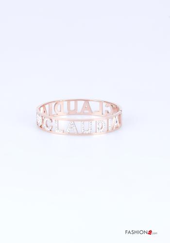 Lettering print Bracelet with rhinestones - ph 1