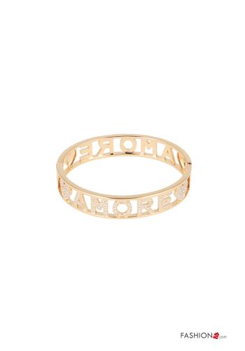 Aufschriftes Muster Armband mit Strasssteinen - ph 1