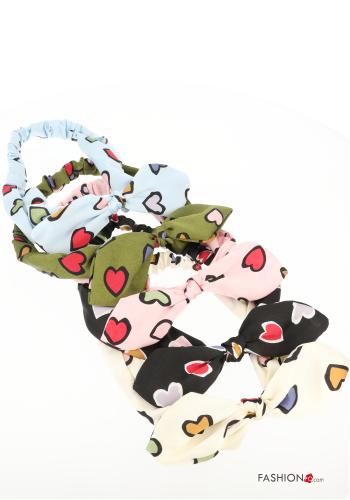 Set 12 pezzi Elastico per capelli  con fiocco Fantasia stampata - ph 1