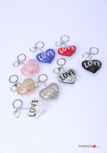 Set 12 pezzi Portachiavi  con strass Fantasia scritta - ph 1