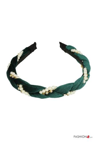 Bandolete de veludo com pérolas com strass - ph 1