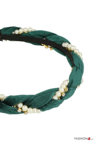 Bandolete de veludo com pérolas com strass - ph 3