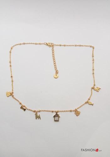 Collar Estampado animales con brillantes con colgante - ph 1