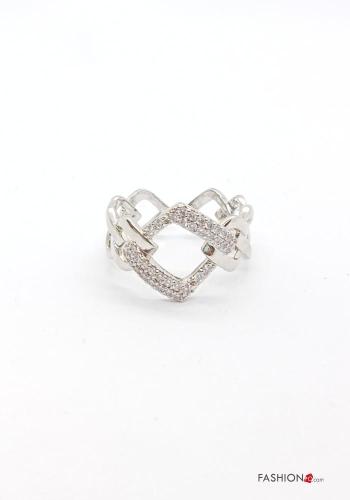 Anello regolabile Fantasia geometrica con strass - ph 1
