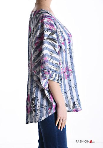 Oversize u-boot ausschnitt Bluse aus Leinen 3/4 ärmel - ph 3