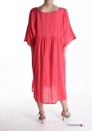 Abito in Cotone oversize scollo a V maniche a tre quarti - ph 2