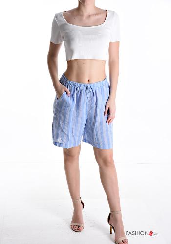 Bermudas de Lino a rayas con bolsillos con elástico - ph 5