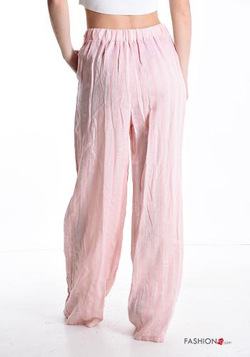 Pantalon en Lin wide leg Imprimé à rayures avec élastique - ph 2