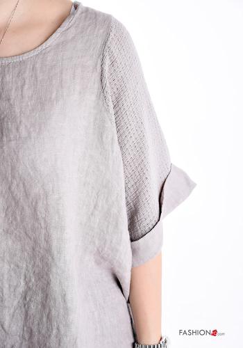 Blusa de Lino cuello redondo manga tres cuartos - ph 4