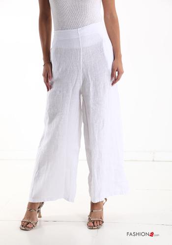 wide leg Hose aus Leinen mit Taschen mit gummizug - ph 1