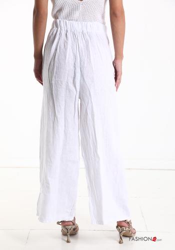 wide leg Hose aus Leinen mit Taschen mit gummizug - ph 2
