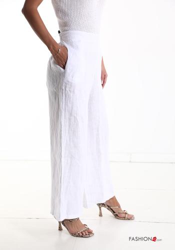 wide leg Hose aus Leinen mit Taschen mit gummizug - ph 3
