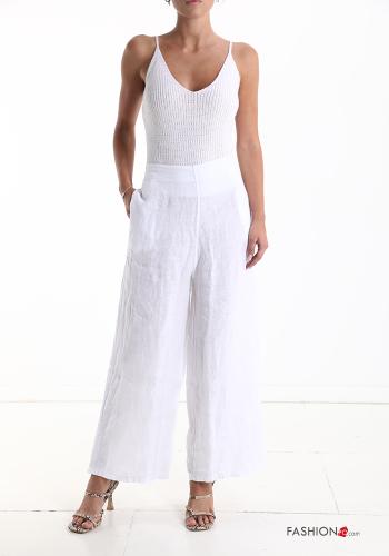 wide leg Hose aus Leinen mit Taschen mit gummizug - ph 5