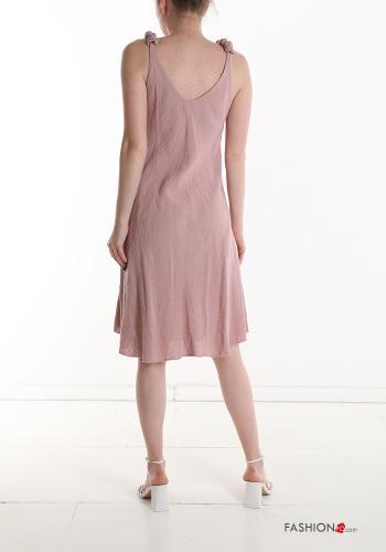 Vestido sem Mangas em Linho pelo joelho gola V - ph 2