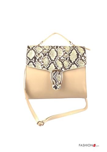 Borsa  ecopelle con zip con tasche con bottoni Fantasia pitonata - ph 1