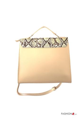 Borsa  ecopelle con zip con tasche con bottoni Fantasia pitonata - ph 2