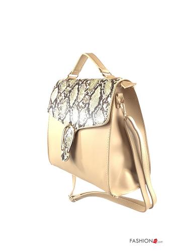 Borsa  ecopelle con zip con tasche con bottoni Fantasia pitonata - ph 3