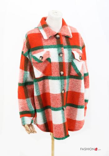 Tartan-Muster Hemd aus Wollmischung mit Taschen - ph 1