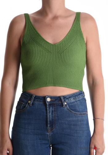 sleeveless backless Ribbed mini Top with v-neck